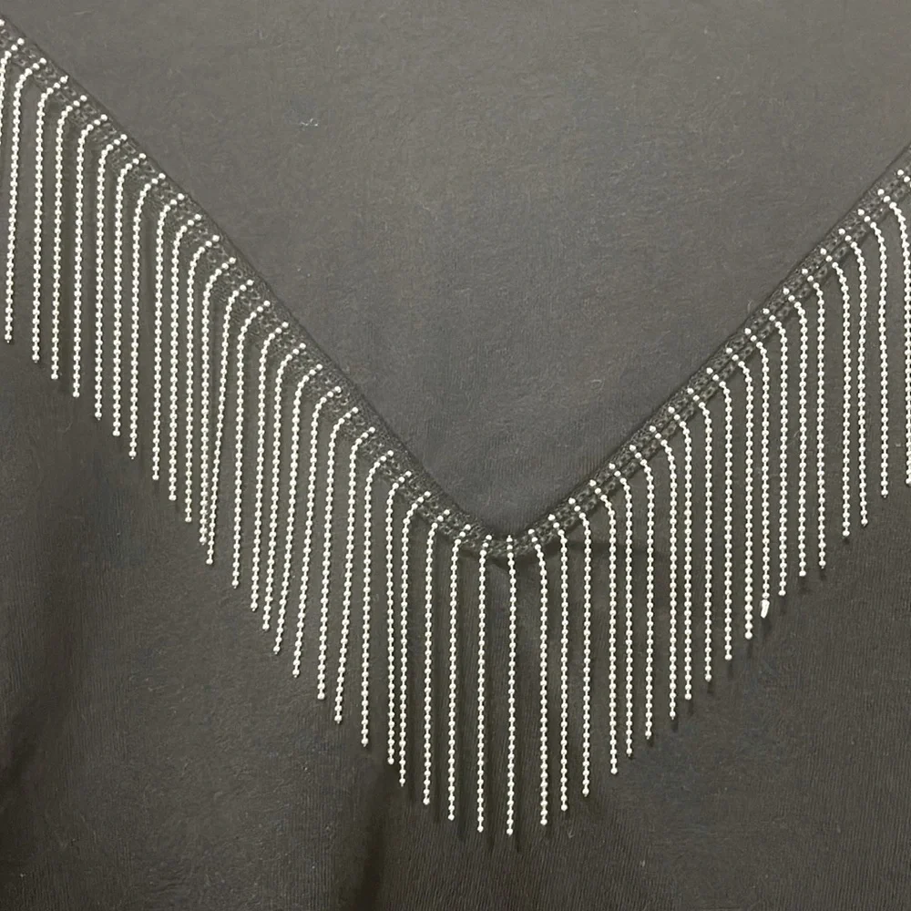 Organic Generation Black Crop Top with Fringe Detail Size Medium NWT - Picture 3 of 5